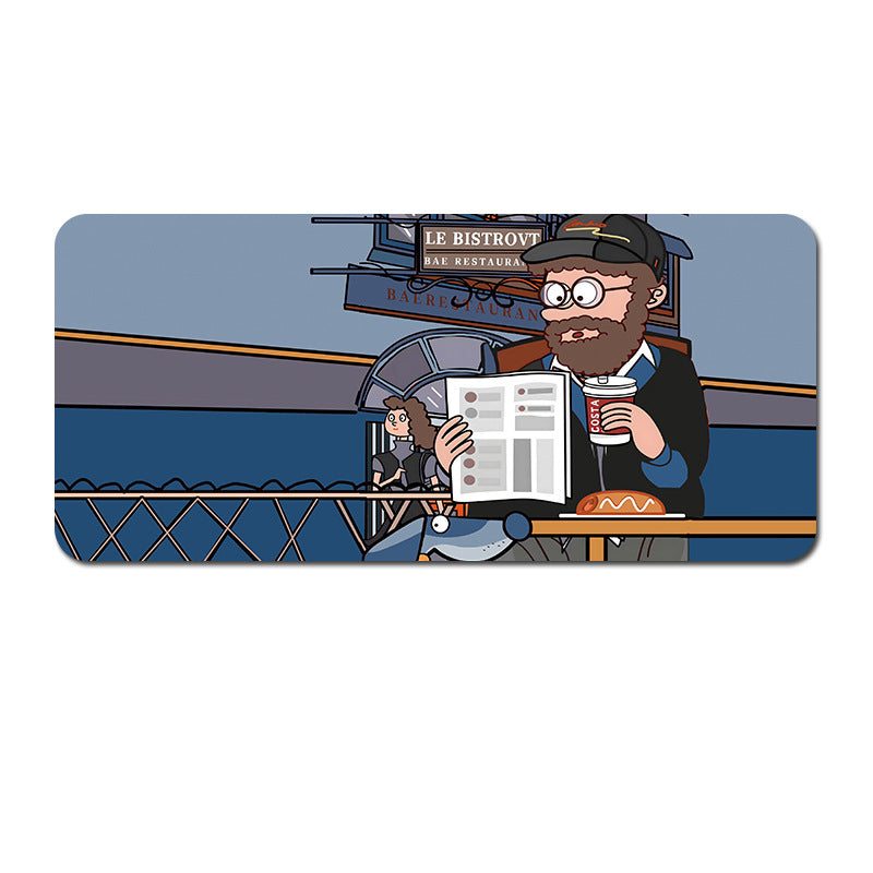 (90x40x0.4cm) Computer Desk Mat - Big Beard Uncle Series, Smooth Gaming Surface - Style 2