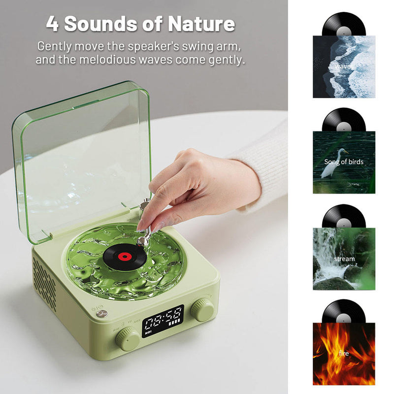 Wood Waves Retro Bluetooth Speaker Clock with Ambient Light Projector