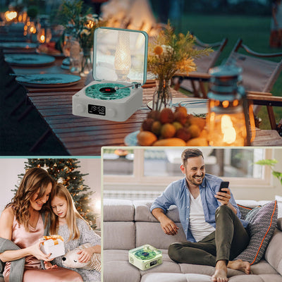 Black Waves Retro Bluetooth Speaker Clock with Ambient Light Projector