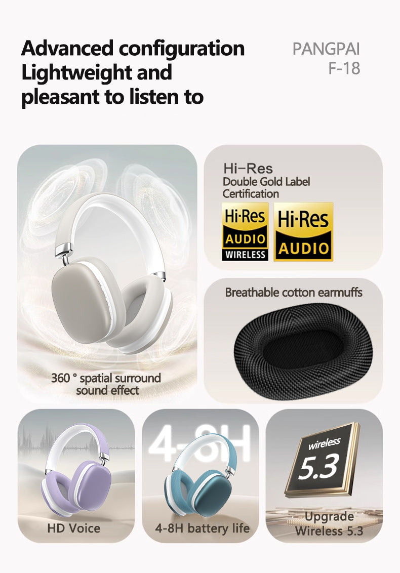 Pink Wireless Bluetooth Headphones - Over-Ear, Deep Bass, Foldable, Long Battery Life