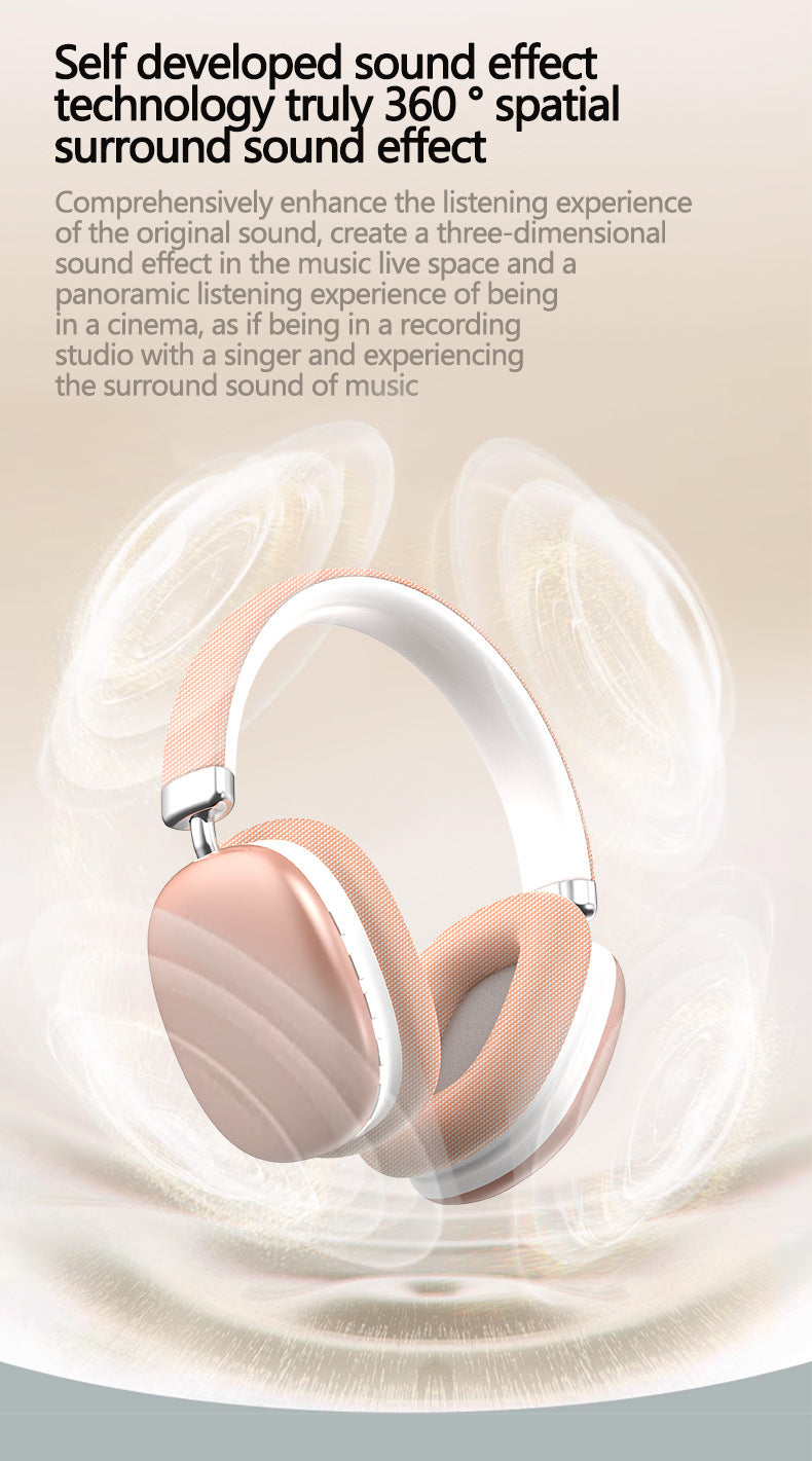 Pink Wireless Bluetooth Headphones - Over-Ear, Deep Bass, Foldable, Long Battery Life