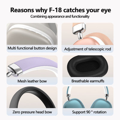 Beige Wireless Bluetooth Headphones - Over-Ear, Deep Bass, Foldable, Long Battery Life