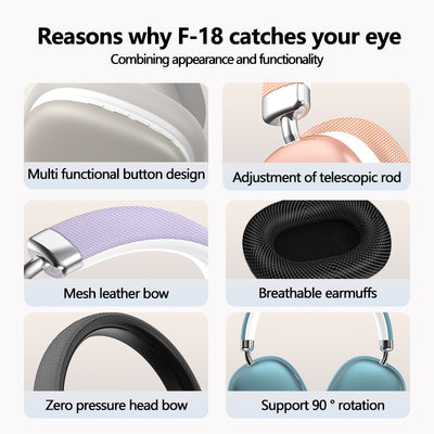 Blue Wireless Bluetooth Headphones - Over-Ear, Deep Bass, Foldable, Long Battery Life