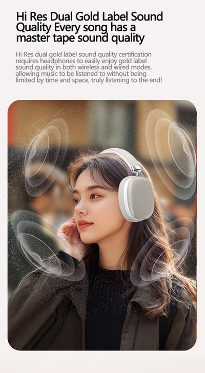 Blue Wireless Bluetooth Headphones - Over-Ear, Deep Bass, Foldable, Long Battery Life