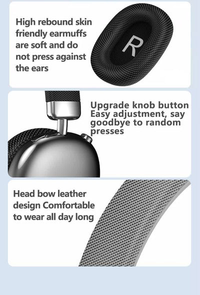 Blue Comfortable Over-Ear Headphones - Hi-Fi Sound, Long Battery, Swivel Control