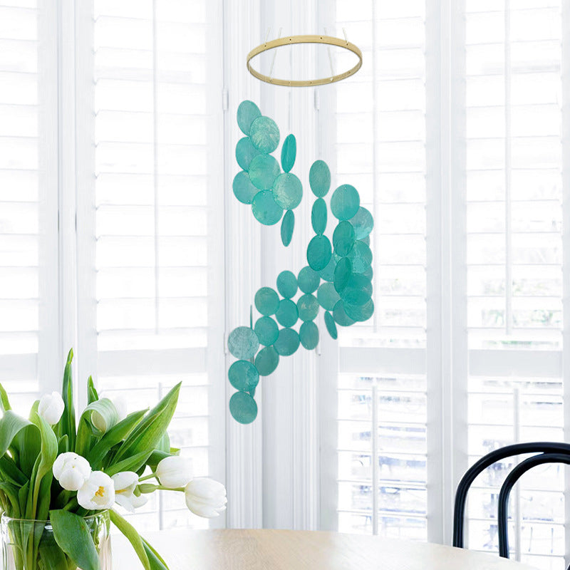 Blue Bohemian Seashell Wind Chime - Dream Catcher Hanging Decor for Home