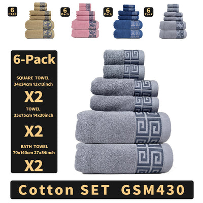 Pink Luxury Cotton Towel Set - 6-Piece Highly Absorbent Bath & Hand Towels
