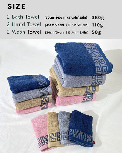 Pink Luxury Cotton Towel Set - 6-Piece Highly Absorbent Bath & Hand Towels