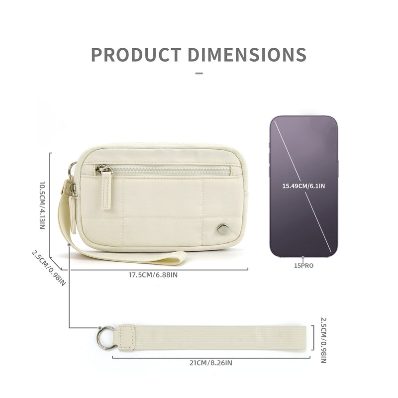 Khaki Waterproof Wristlet Wallet - Nylon Pouch for Cards, Phone & Coins(Without Mobile Phone)