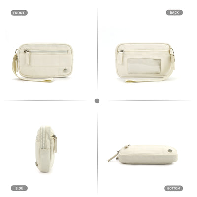 Khaki Waterproof Wristlet Wallet - Nylon Pouch for Cards, Phone & Coins(Without Mobile Phone)