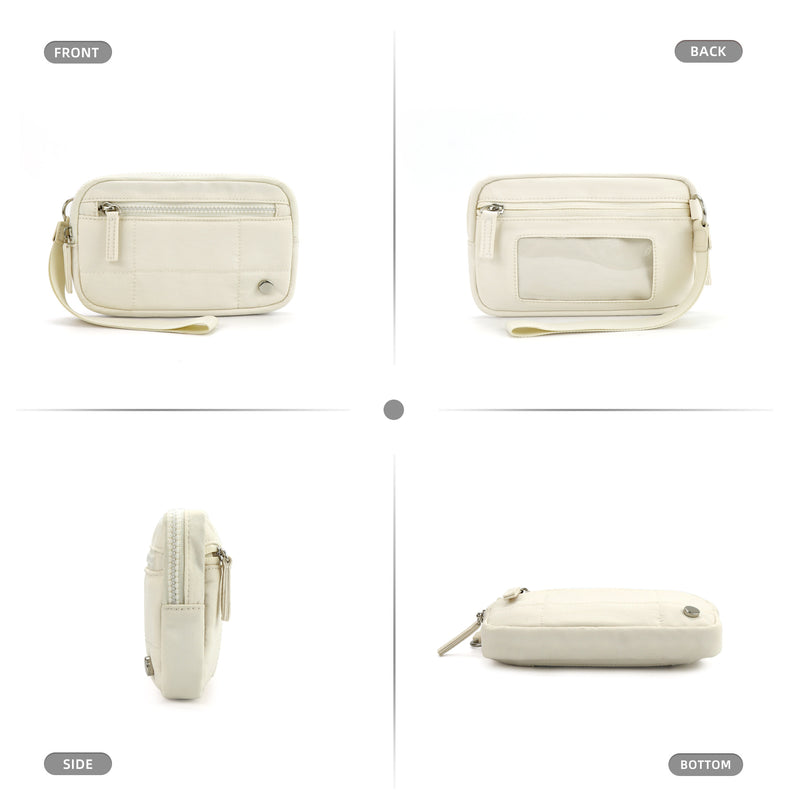 Khaki Waterproof Wristlet Wallet - Nylon Pouch for Cards, Phone & Coins(Without Mobile Phone)