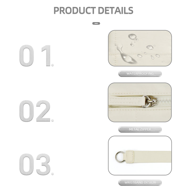 Khaki Waterproof Wristlet Wallet - Nylon Pouch for Cards, Phone & Coins(Without Mobile Phone)