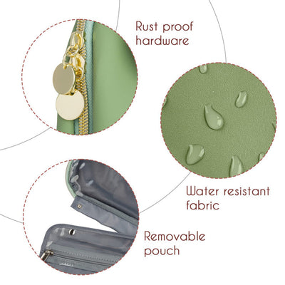 Beige Stylish Travel Makeup Organizer Bag with Hanging Hook - Waterproof & Spacious Design