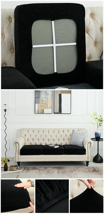 2 Pcs Black Elegant Polyester Sofa Cover - Full Protection Against Cat Scratches & Wear