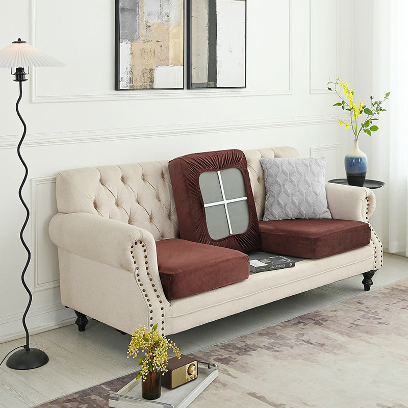 2 Pcs Coffee Elegant Polyester Sofa Cover - Full Protection Against Cat Scratches & Wear