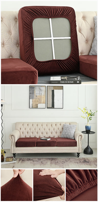 2 Pcs Coffee Elegant Polyester Sofa Cover - Full Protection Against Cat Scratches & Wear