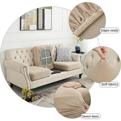2 Pcs Coffee Elegant Polyester Sofa Cover - Full Protection Against Cat Scratches & Wear