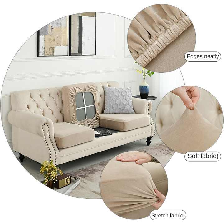 2 Pcs Khaki Elegant Polyester Sofa Cover - Full Protection Against Cat Scratches & Wear