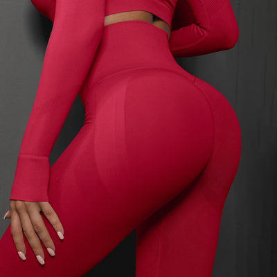 Size S Red Seamless High-Waisted Yoga Pants for Women - Lift Workout Leggings for Running, Gym, and Fitness