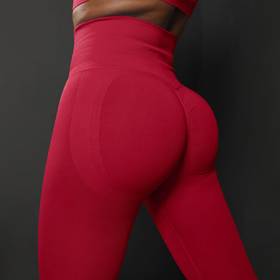 Size S Red Seamless High-Waisted Yoga Pants for Women - Lift Workout Leggings for Running, Gym, and Fitness