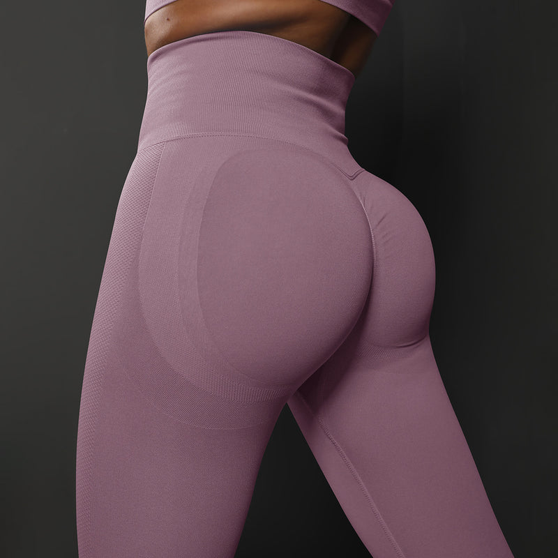 Size M Light Purple Seamless High-Waisted Yoga Pants for Women - Lift Workout Leggings for Running, Gym, and Fitness