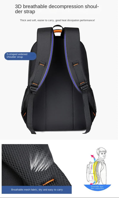 Black And Blue Large Capacity Business Backpack for Men and Women - Waterproof Laptop School Bag with Breathable Design