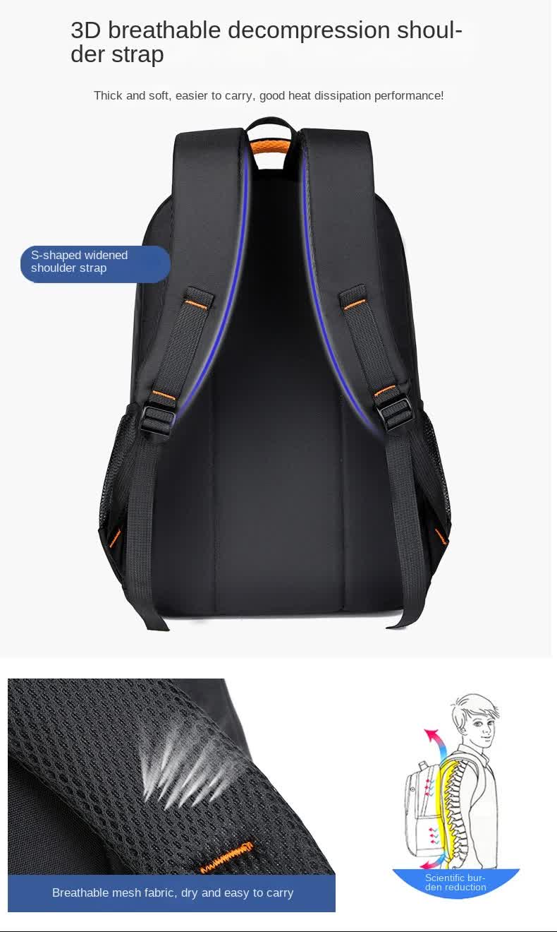 Black And Blue Large Capacity Business Backpack for Men and Women - Waterproof Laptop School Bag with Breathable Design