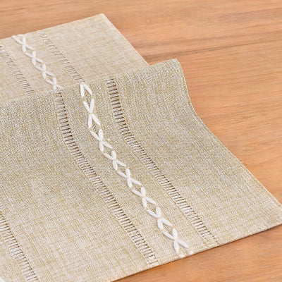 4 Pcs Beige Woven Placemats - Heat Resistant Kitchen Table Mats, Coffee Tea Cup Coasters, Linen Blend Dining Decor