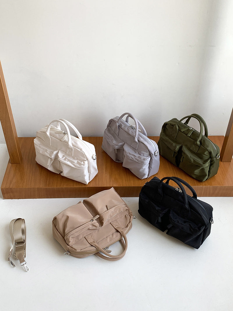 Black Casual Nylon Tote Bag - Lightweight Korean-Style Crossbody Bag, Large Capacity