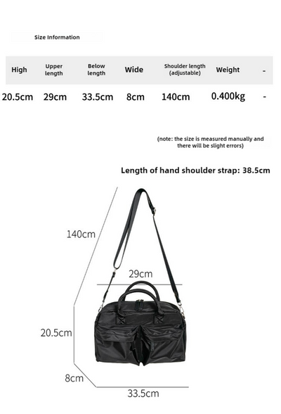 Black Casual Nylon Tote Bag - Lightweight Korean-Style Crossbody Bag, Large Capacity
