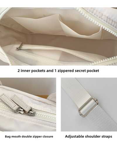 Grey Casual Nylon Tote Bag - Lightweight Korean-Style Crossbody Bag, Large Capacity