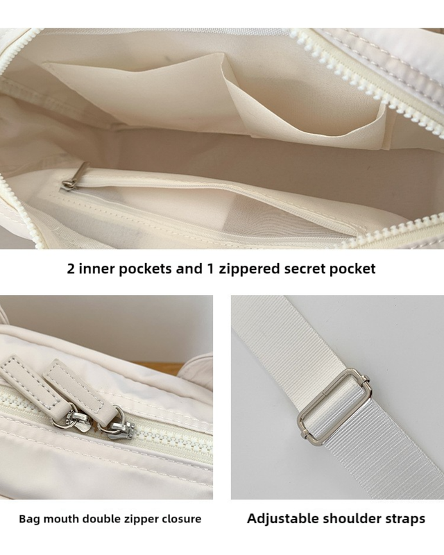 Grey Casual Nylon Tote Bag - Lightweight Korean-Style Crossbody Bag, Large Capacity