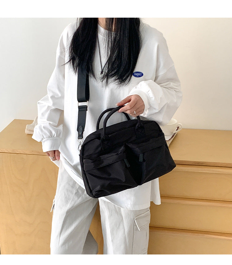 Grey Casual Nylon Tote Bag - Lightweight Korean-Style Crossbody Bag, Large Capacity