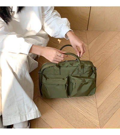 Green Casual Nylon Tote Bag - Lightweight Korean-Style Crossbody Bag, Large Capacity
