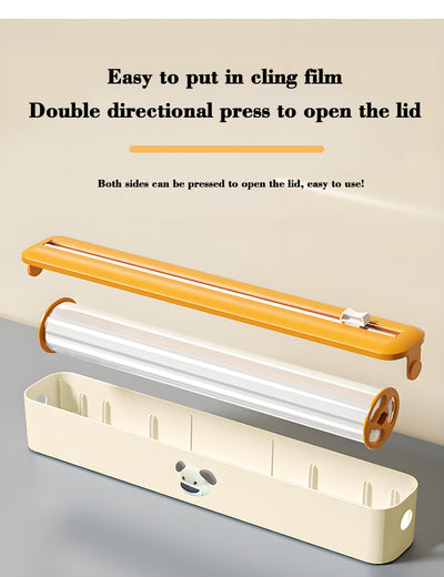 2 Pcs Beige And white Bidirectional Cling Film Cutter - Reusable Wrap Dispenser for Cling Film, Foil, and Parchment, 36x7x5cm (Cling Film Not Included)