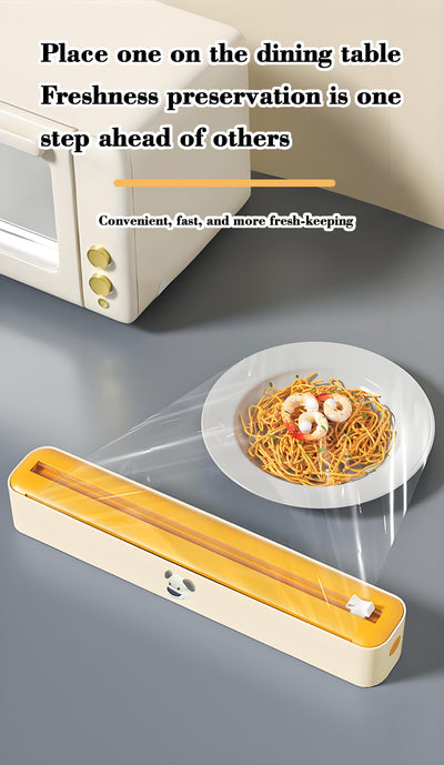 2 Pcs Beige And white Bidirectional Cling Film Cutter - Reusable Wrap Dispenser for Cling Film, Foil, and Parchment, 36x7x5cm (Cling Film Not Included)