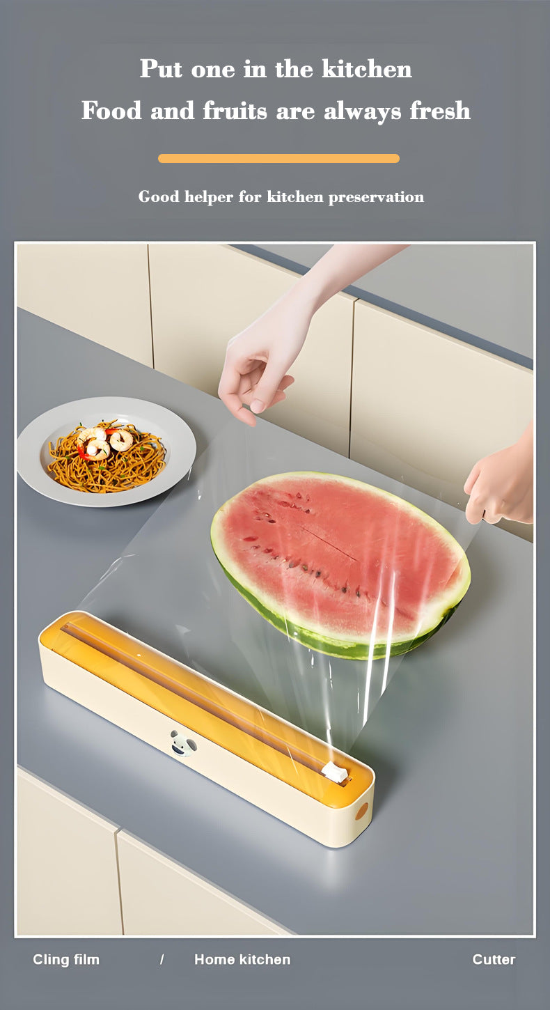 2 Pcs Beige And white Bidirectional Cling Film Cutter - Reusable Wrap Dispenser for Cling Film, Foil, and Parchment, 36x7x5cm (Cling Film Not Included)