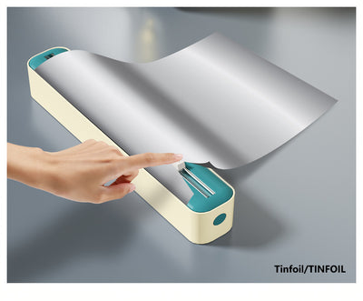 2 Pcs Beige And Black Bidirectional Cling Film Cutter - Reusable Wrap Dispenser for Cling Film, Foil, and Parchment, 36x7x5cm (Cling Film Not Included)