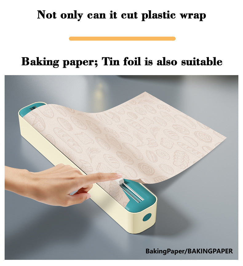 2 Pcs Beige And Yellow Bidirectional Cling Film Cutter - Reusable Wrap Dispenser for Cling Film, Foil, and Parchment, 36x7x5cm (Cling Film Not Included)