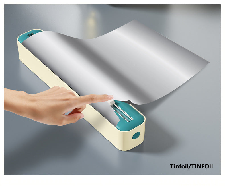 2 Pcs Beige And Yellow Bidirectional Cling Film Cutter - Reusable Wrap Dispenser for Cling Film, Foil, and Parchment, 36x7x5cm (Cling Film Not Included)