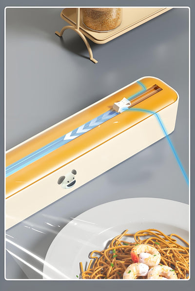 2 Pcs Beige And Blue Bidirectional Cling Film Cutter - Reusable Wrap Dispenser for Cling Film, Foil, and Parchment, 36x7x5cm (Cling Film Not Included)