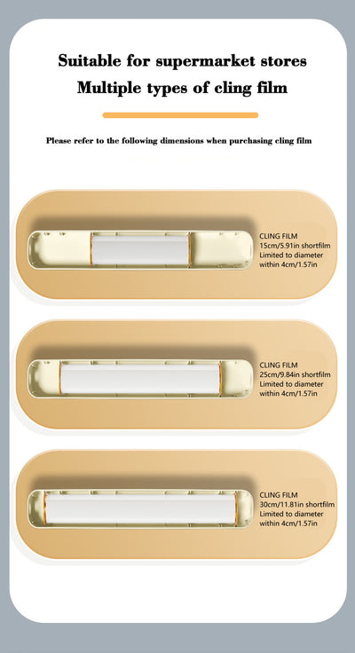 2 Pcs Beige And Blue Bidirectional Cling Film Cutter - Reusable Wrap Dispenser for Cling Film, Foil, and Parchment, 36x7x5cm (Cling Film Not Included)