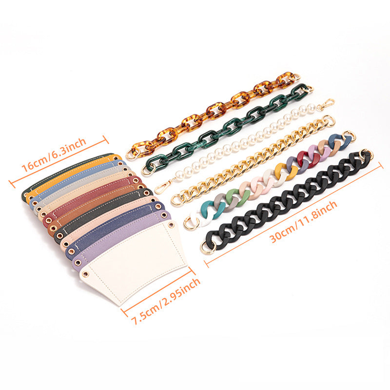 2 Pcs Purple Detachable Chain Coffee Cup Sleeve - PU Leather Insulated Cup Holder with Handle, 16cm Top, 70g(Cup not included, only cup sleeve and chain)