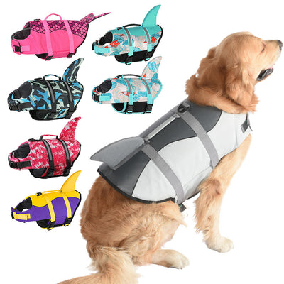 Size S Pink Scale Pattern Pet Life Jacket for Dogs - Summer Swimming Safety Vest with Shark Fin for Small to Large Breeds