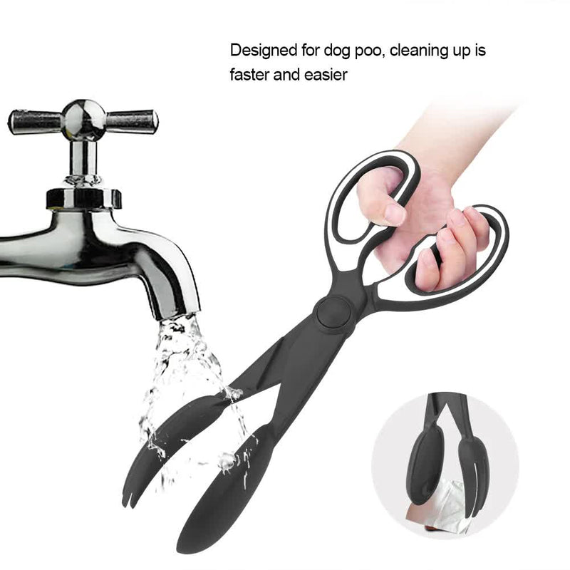 2 Pcs Black Pet Poop Scooper with Long Handle - Durable Plastic Waste Picker for Dogs and Cats