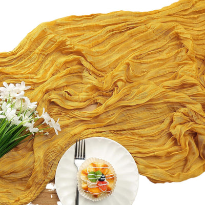 Brick Red Bohemian Gauze Table Runner 2-Pack - Polyester Fabric for Party and Birthday Table Decor