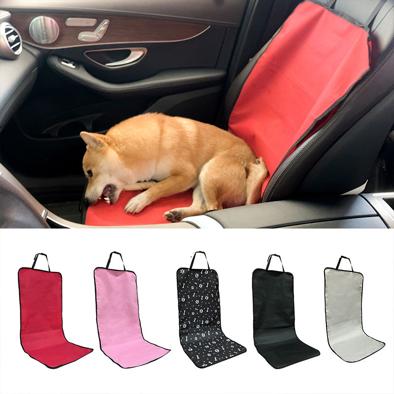 4 Pcs Black with Paw and Bone Print Waterproof Pet Car Seat Cover - Scratch-Resistant Oxford Cloth  for Dogs and Cats (106 x 49 cm)