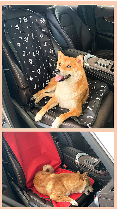 4 Pcs Black with Paw and Bone Print Waterproof Pet Car Seat Cover - Scratch-Resistant Oxford Cloth  for Dogs and Cats (106 x 49 cm)