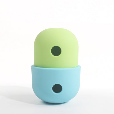 2 Pcs Green And Blue Interactive Pet Treat Dispensing Ball - Food-Grade Silicone Rolling Toy for Dogs with 1.5 cm Leakage Hole