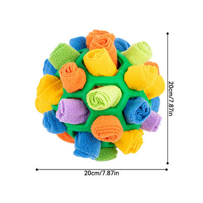 Pink Ball And Colorful Strips Of Fabric Interactive Pet Snuffle Ball - Treat-Dispensing Toy for Dogs and Cats, 20 cm TPR and Felt Fabric for Mental Stimulation